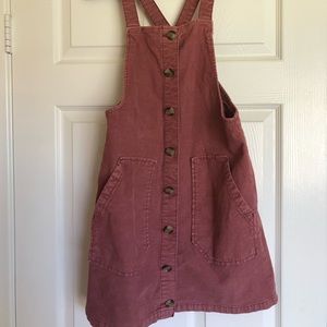 American Eagle Pink Overall Dress Soft Denim Fabric